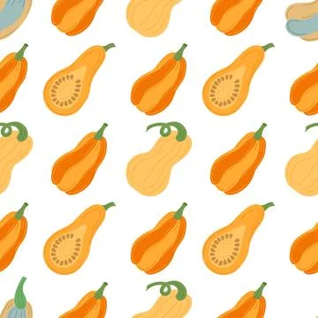 Autumn seamless pattern. Pumpkin fabric pattern. Natural style, suitable for  Stock Illustration