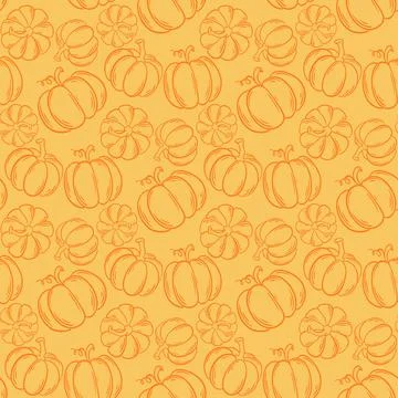 Autumn seamless pattern with pumpkins of different sizes Stock Illustration
