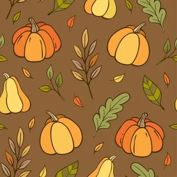 Autumn seamless pattern with pumpkins Stock Illustration