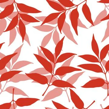 Autumn seamless pattern with red leaf silhouettes. Vector fall repeat pattern. Stock Illustration