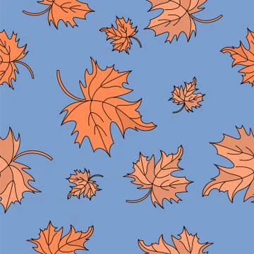 Autumn Seamless Pattern RED MAPLE LEAVES Illustrazione stock