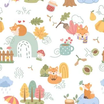 Autumn seamless pattern set イラスト素材