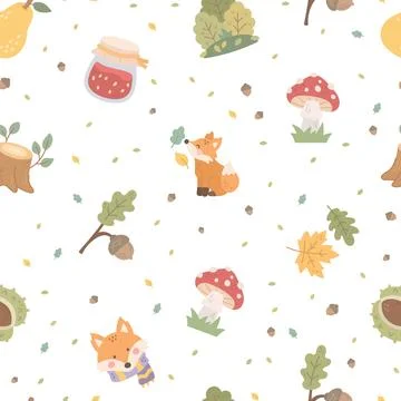 Autumn seamless pattern set Stock Illustration
