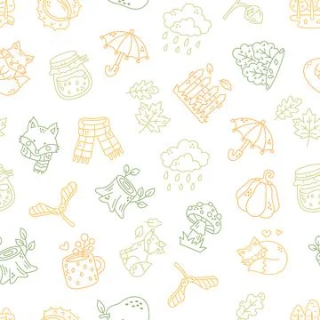 Autumn seamless pattern set Stock Illustration