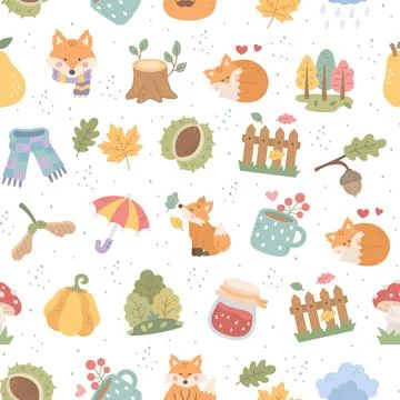 Autumn seamless pattern set Stockillustratie
