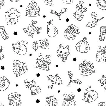 Autumn seamless pattern set Stockillustratie