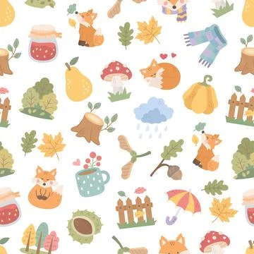 Autumn seamless pattern set Stock Illustration