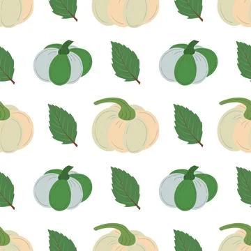 Autumn seamless pattern, Thanksgiving day. Pumpkin fabric pattern. Natural st Stock Illustration