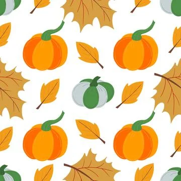 Autumn seamless pattern, Thanksgiving day. Pumpkin fabric pattern. Natural st Illustrazione stock