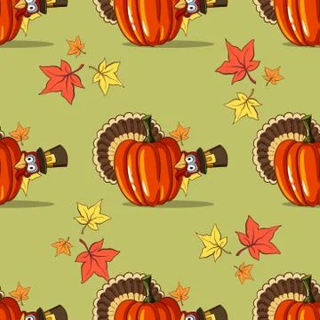 Autumn Seamless Pattern With Turkey Stock Illustration