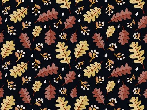 Autumn seamless pattern. Yellow and brown leaves background design. Colorful  Stock Illustration
