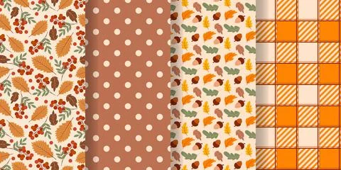 Autumn seamless patterns collection vector graphics Stock Illustration