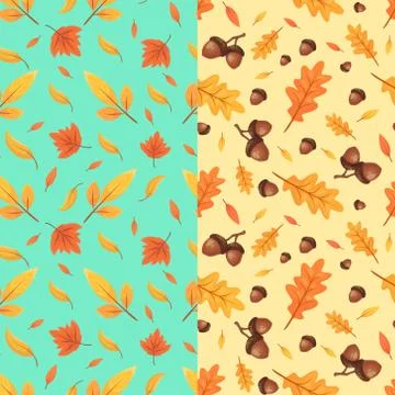 Autumn seamless patterns. Fall leaves. Vector illustration Stock Illustration