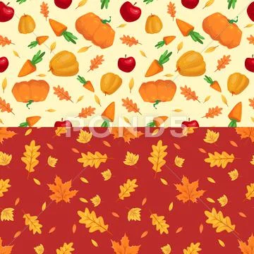 Autumn seamless patterns. Fall leaves. Vector illustration Stock Illustration
