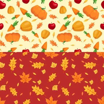 Autumn seamless patterns. Fall leaves. Vector illustration Stock Illustration