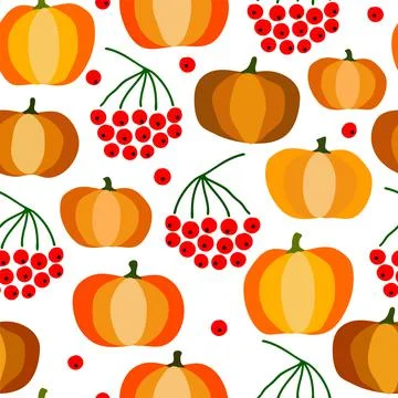 Autumn seamless pumpkin pattern 스톡 일러스트