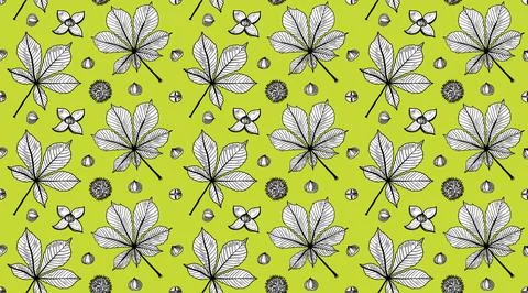 Autumn seamless vector pattern with chestnut Stock Illustration