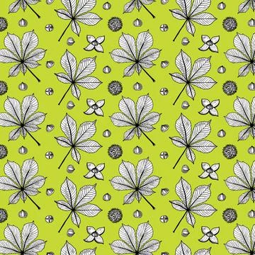 Autumn seamless vector pattern with chetnut Stock Illustration