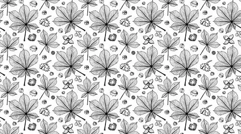 Autumn seamless vector pattern with chetnut Stock Illustration