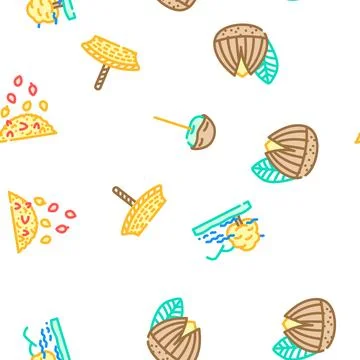 Autumn season fall leaf vector seamless pattern Stock Illustration