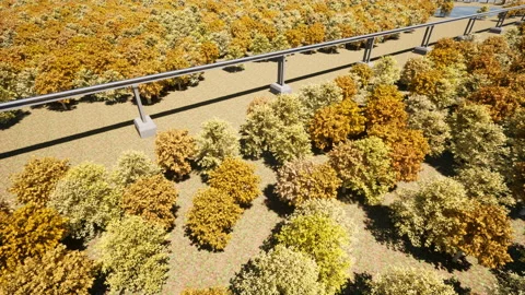 Autumn season hyperloop maglev concept design Futuristic train Stock Footage 144205083