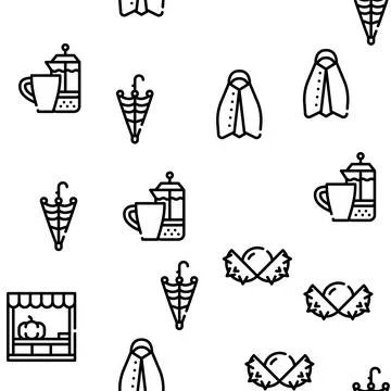Autumn Season Objects Vector Seamless Pattern Stock Illustration