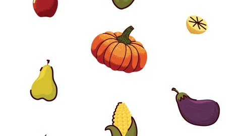 Autumn season vegetables pattern animation Stock Footage 217384833
