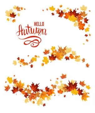 Autumn set of maple leaves Stock Illustration