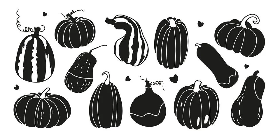 Autumn set of pumpkins Stock Illustration