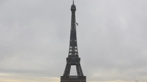 Autumn shot of Eiffel tower in Paris, France with trees. beautiful moody Autumn Stock Footage 147515698
