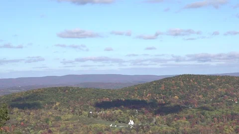Autumn Sky Timelapse of Clouds over New Jersey Fall Trees and Mountains Stock Footage 85023815