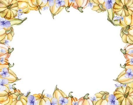 Autumn square frame with pumpkins. llustration of autumn for scrapbooking, .. Stock Illustration