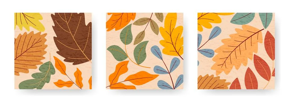 Autumn square templates set for social media イラスト素材