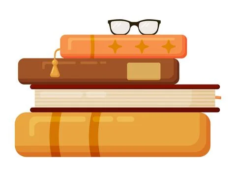 Autumn stack of books with reading glasses Illustrazione stock