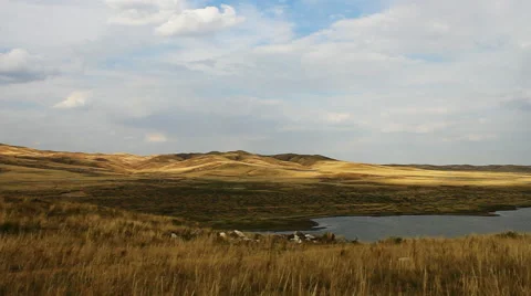 Autumn steppe lake Stock-Footage 42773705