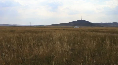 Autumn steppe yurt Stock Footage 42773995
