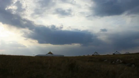 Autumn steppe yurt Stock Footage 42774067