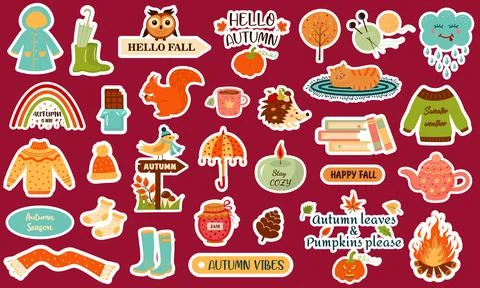 Autumn stickers イラスト素材