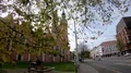 Autumn street impression with tree, church and buildings in Brunswick city 4k or 4k+ Resolution