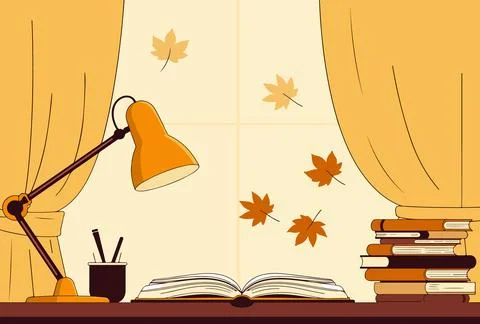 Autumn Study Scene Stock Illustration