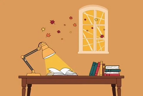 Autumn Study Scene Stock Illustration