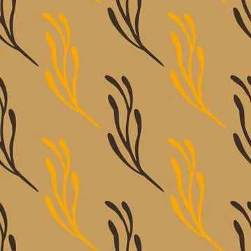 Autumn style seamless pattern with black and yellow colored branches shapes.  Stock Illustration