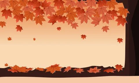 Autumn summer with falling maple tree orange color. Copy Space Design vector Stock Illustration