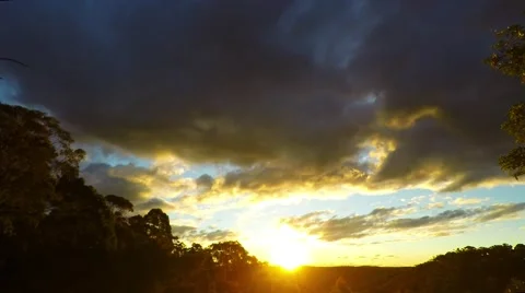 Autumn Sunset with Fast Moving Clouds  Stock Footage 66458351