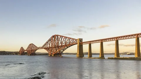 Autumn sunset over the Forth Bridge Video stock 152858261