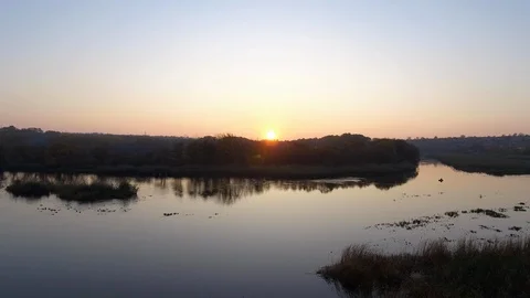 Autumn sunset over the river. Stock Footage 119175680