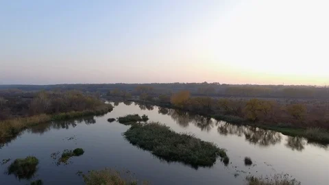 Autumn sunset over the river. Stock Footage 119175867