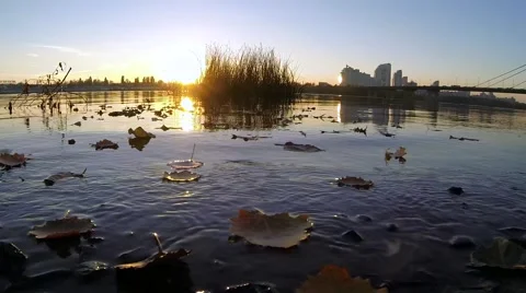 Autumn sunset on the river Stock Footage 56435346