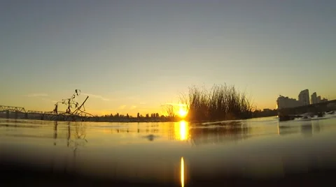 Autumn sunset on the river Stock Footage 56435888