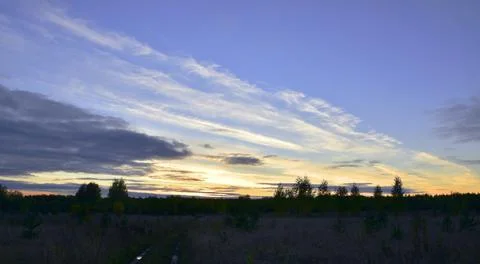Autumn sunset in the sky Stock Photos